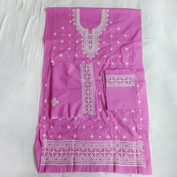 Light Pink 3 Piece Unstitched | গুজরাটি এমব্রয়ডারি থ্রি পিস
