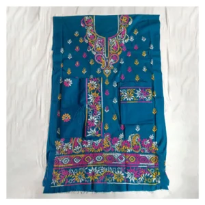 Teal Blue Cotton 3 Piece | টিল ব্লু এমব্রয়ডারি থ্রি পিস