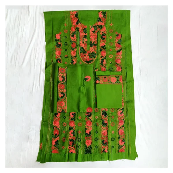 Green Cotton 3 Piece Unstitched | সবুজ এমব্রয়ডারি থ্রি পিস
