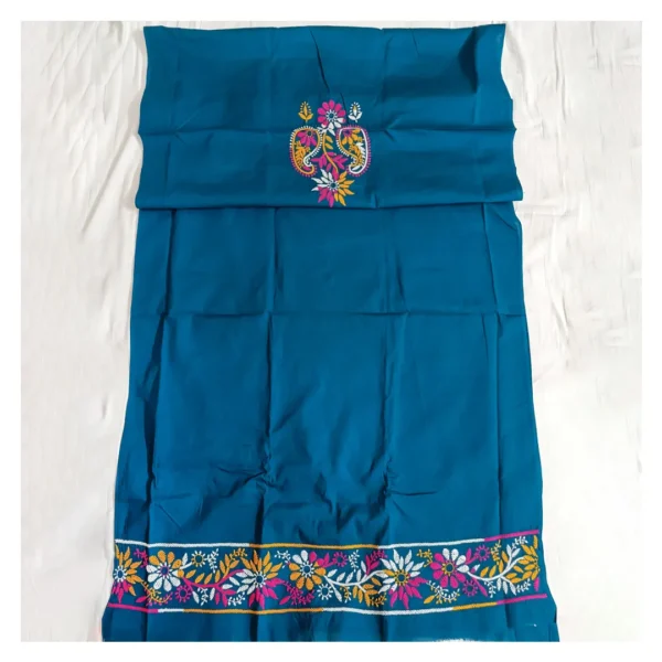 Teal Blue Cotton 3 Piece | টিল ব্লু এমব্রয়ডারি থ্রি পিস