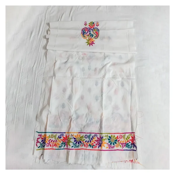 White Cotton 3 Piece Unstitched | সাদা এমব্রয়ডারি থ্রি পিস