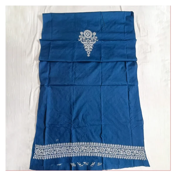 Blue Cotton 3 Piece Unstitched Salwar Kameez | নীল হ্যান্ড এমব্রয়ডারি থ্রি পিস