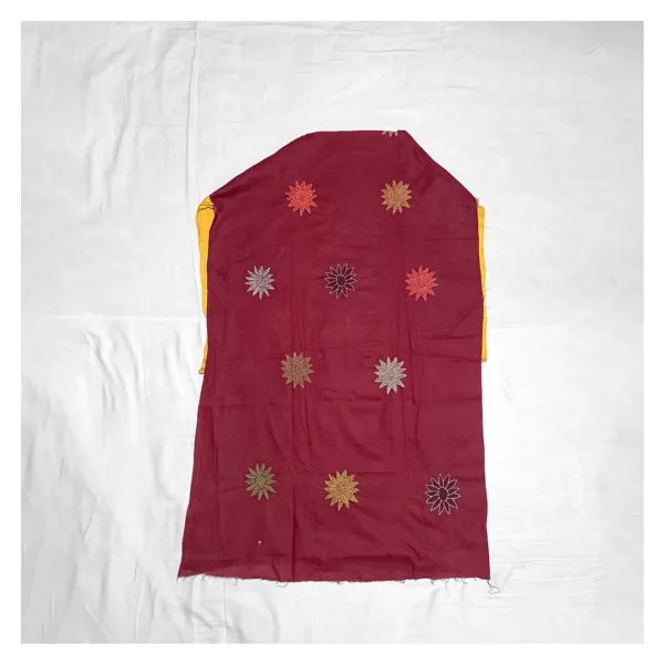 Maroon Cotton 2 Piece Unstitched | ফিরোজা এমব্রয়ডারি থ্রি পিস