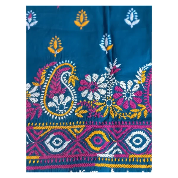 Teal Blue Cotton 3 Piece | টিল ব্লু এমব্রয়ডারি থ্রি পিস