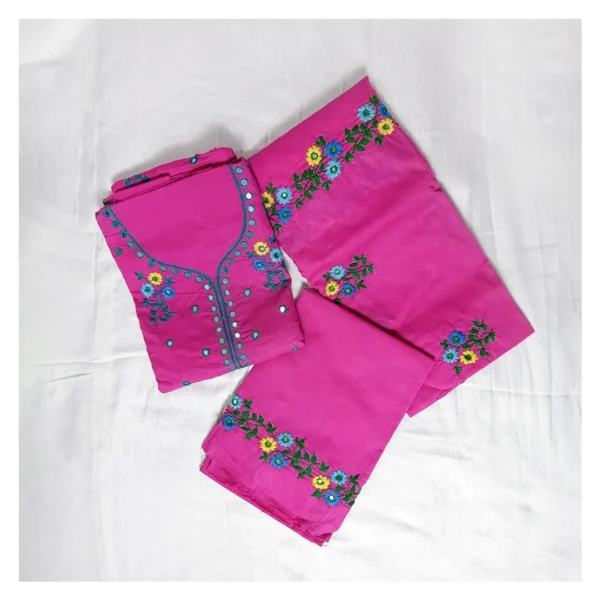 Magenta Cotton 3 Piece Unstitched | ম্যাজেন্টা এমব্রয়ডারি