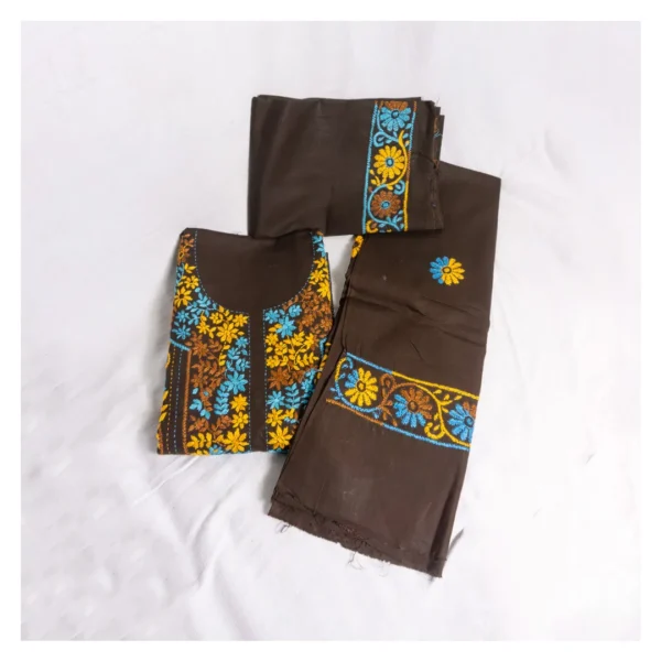 Chocolate Cotton 3 Piece Unstitched | চকোলেট এমব্রয়ডারি থ্রি পিস