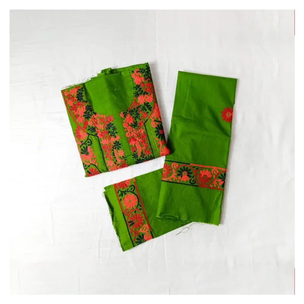 Green Cotton 3 Piece Unstitched | সবুজ এমব্রয়ডারি থ্রি পিস