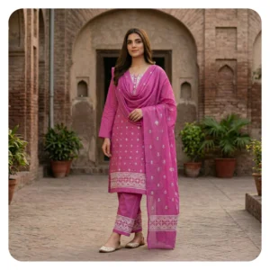 Light Pink 3 Piece Unstitched | গুজরাটি এমব্রয়ডারি থ্রি পিস