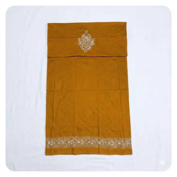 Mustard Yellow Cotton 3 Piece Unstitched | সরিষা এমব্রয়ডারি থ্রি পিস