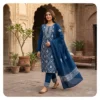 Blue Cotton 3 Piece Unstitched Salwar Kameez | নীল হ্যান্ড এমব্রয়ডারি থ্রি পিস