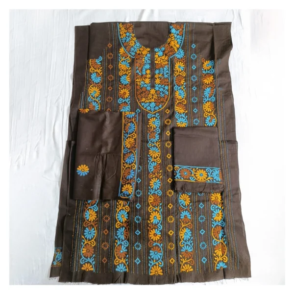 Chocolate Cotton 3 Piece Unstitched | চকোলেট এমব্রয়ডারি থ্রি পিস