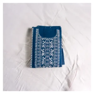 Blue Cotton 3 Piece Unstitched | নীল এমব্রয়ডারি থ্রি পিস