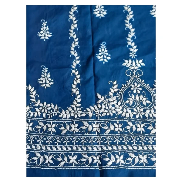Blue Cotton 3 Piece Unstitched | নীল এমব্রয়ডারি থ্রি পিস